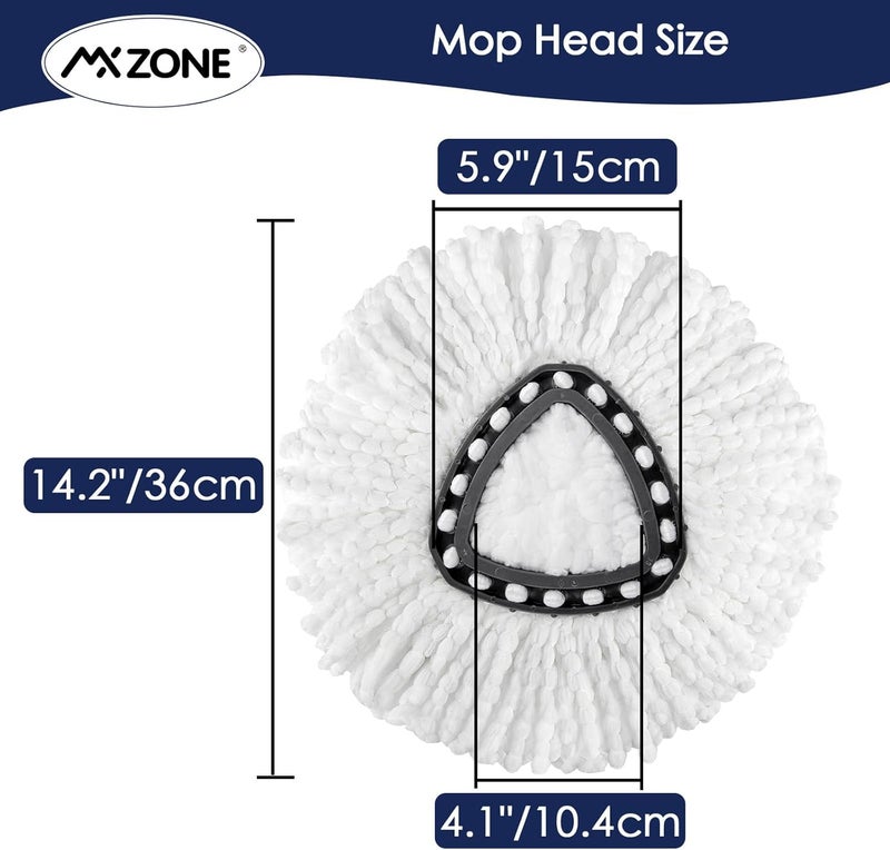 MXZONE Spin Mop Head Replacement for O Ceda Mop Replace Head Triangle Mop Refills, Microfiber, White, 5 Packs - Image 3